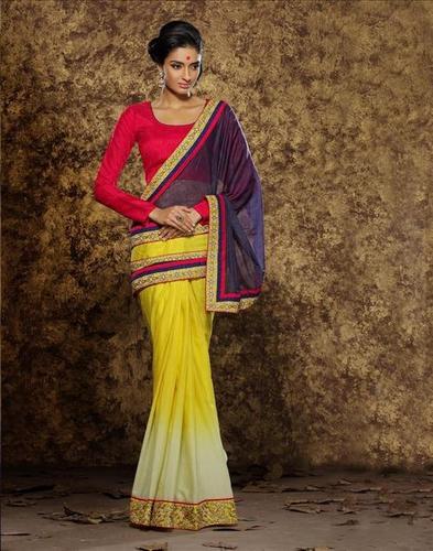 Multicolored Georgette Saree With Art Silk Blouse