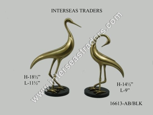 Brass Swan Pair on Marble Base