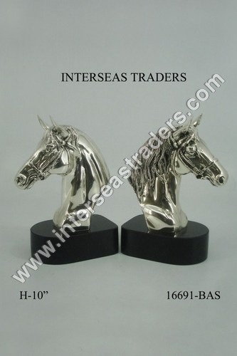 Brass Horse Head on Marble Base
