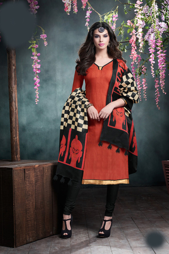Silk Stylish Suit - Silk Fabric, 2.5 Mtr, Red & Black | Stylish Design, Comfortable Fit, Party & Traditional Wear