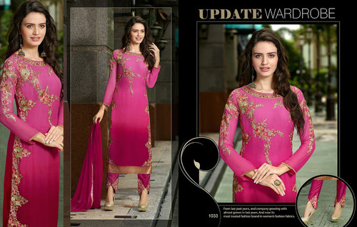 FIONA RIHANNA - Pink Georgette, Embroidered | Elegant, Trendy, Comfortable Suit