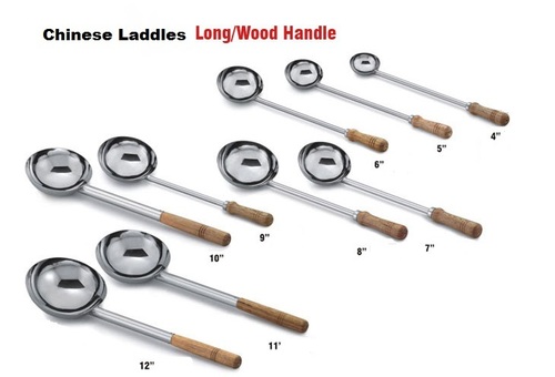 S S CHINESE LADDLE LONG WOOD HANDLE 