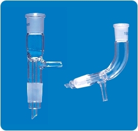 Receiver Adapters, Bend with Vacuum Connection - Glass, 14/23 to 29/32 Size, Curved Bend Design