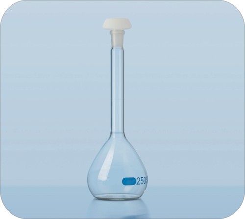 Volumetric Flask with One Graduation Mark - Glass, 5-5000 ml, Single Mark, Accurate Volume, Various Sizes