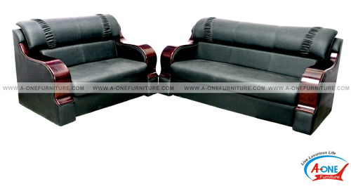 Black Leather Sofa Set