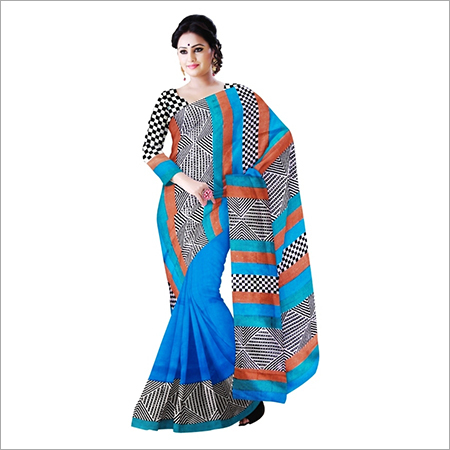 Block print on pure silk Sarees