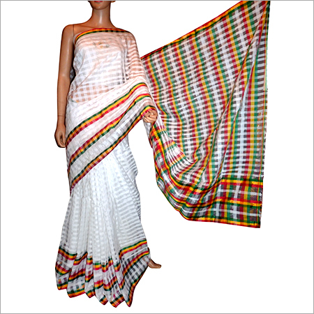 Handloom Resham Saree - Resham Silk, 5.5 Yards, White | Soft Texture, Elegant Design, Handwoven Pattern