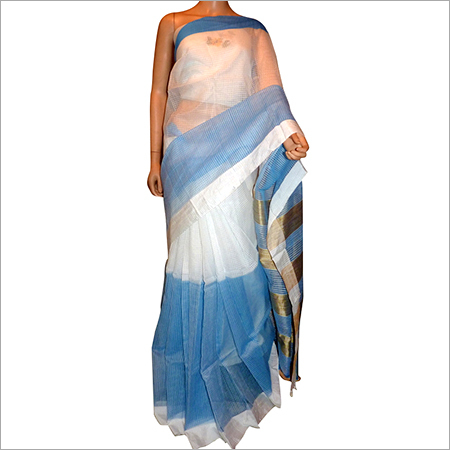 Handloom Resham Saree - Resham Fabric, 5.5m Length, Blue | Elegant Design, Soft Texture, Comfortable Drape
