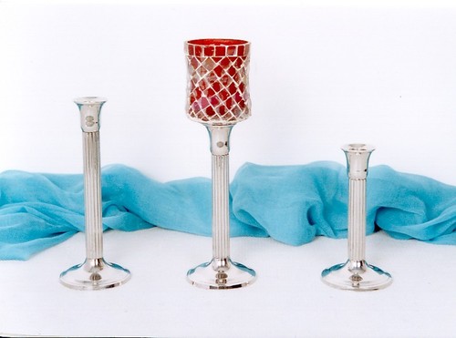 Durable Candle Holder - Metal & Glass, Varied Size, Silver | Elegant Design, Royal Look, Anti-Corrosive Finish, Glossy Finish