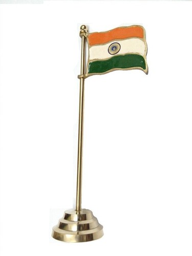 India Windsock Table Miniature Brass Flag Handicraft