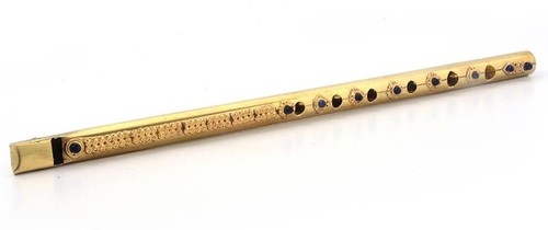 Brass Flute With Gemstone Handicraft