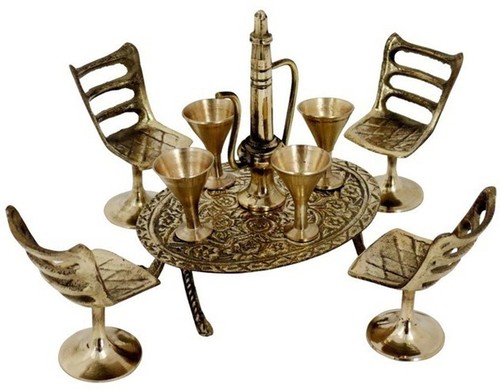Brass Mini Chair Table Set HandicraftA