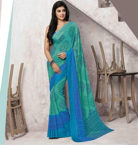 Regular Printed Sarees - Georgette Fabric, 5.5 Meters, 0.8 Meter Georgette Blouse | Elegant Design, Vibrant Prints, Comfortable Wear, Stylish Fit