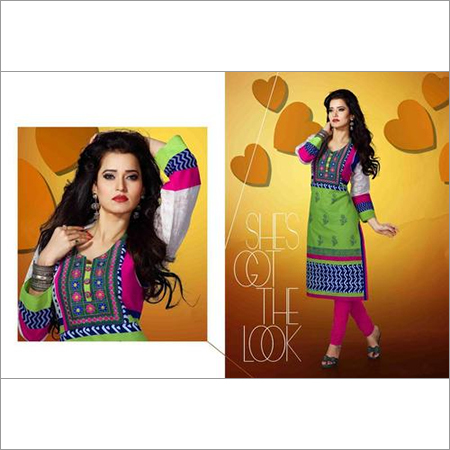 Digital Printed Kurtis - Cotton, 44 Inches, 3/4 Sleeves | Stylish Design, Soft Cotton, Vibrant Prints, Comfortable Fit