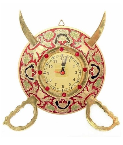 Brass Dhal Talwar With Watch Handicraft
