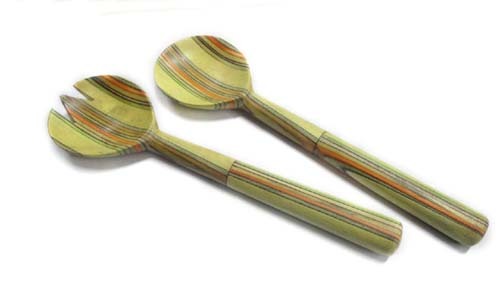 Multicolor Wood Salad Server Set