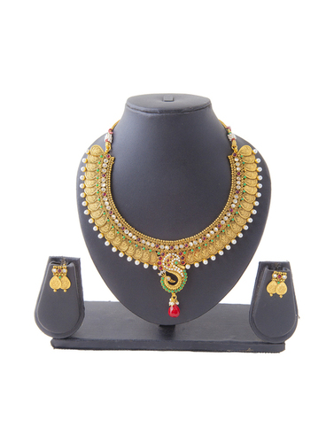 Antique Traditional Brass Polki Necklaces