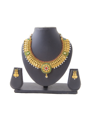 Antique Traditional Yellow Gold Polki Necklaces