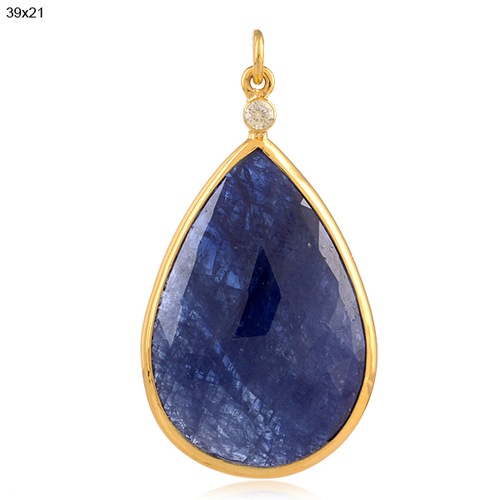 Blue Sapphire Pear Drop Pendant