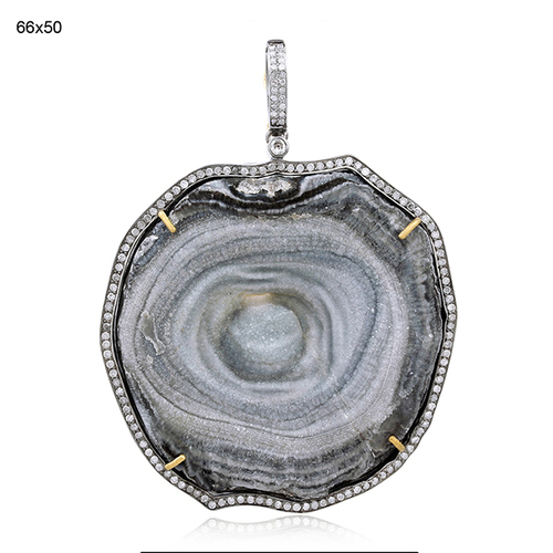 Diamond Pave Gemstone Pendant 