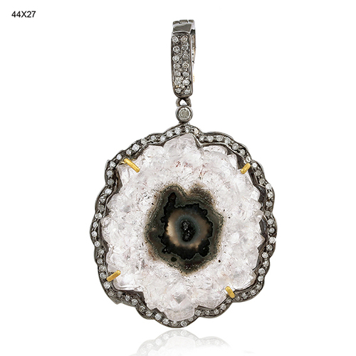 Diamond Amethyst Druzy Pendant