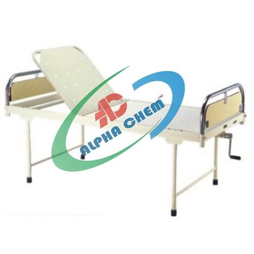Semi-Fowler Bed (Deluxe) - Rectangular M.S. Tube Frame, 206L x 90W x 60H cm | Epoxy Powder Coated, Adjustable Backrest, Detachable S.S. Bows, Four Saline Locations