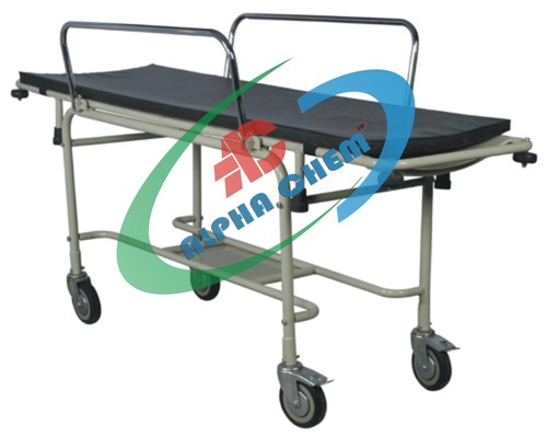 Stretcher Trolley - Steel Tubular Frame, 2030x560x820 mm | Epoxy Powder Coated, Removable Aluminum Stretcher, 150 mm Swiveling Castors, 35 mm PU Mattress