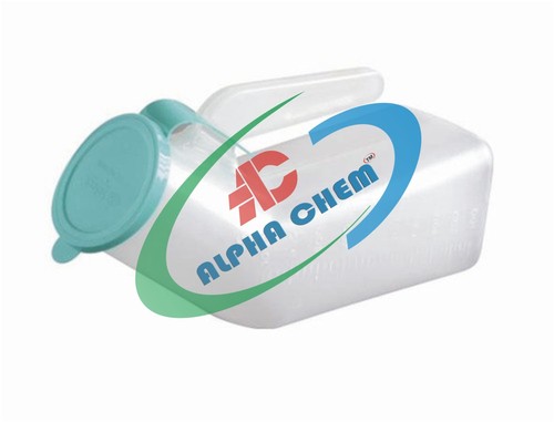 Urinals, Graduated with Lid (Female) - HDPE, 15x10x12 cm, White, 1000ml Capacity, Snap-On Lid