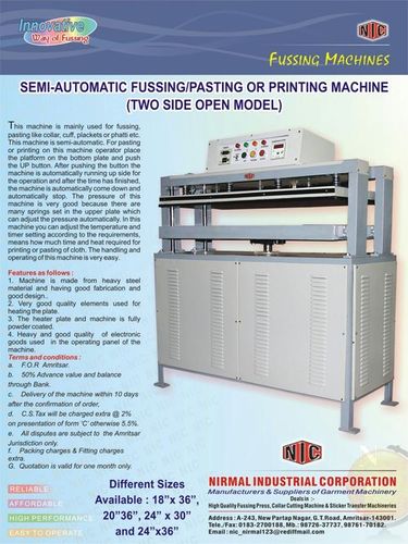 Semi Automatic Fussing/Pasting or Printing Machine