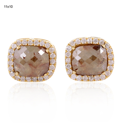 18k Yellow Gold Diamond Stud Earrings
