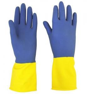 Bi-colour Heavy Weight Flock Lined Neoprene Over Rubber Gloves (Unsupported Gloves)