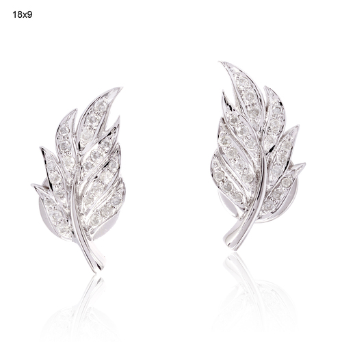 Diamond Leaf Design Stud Earrings