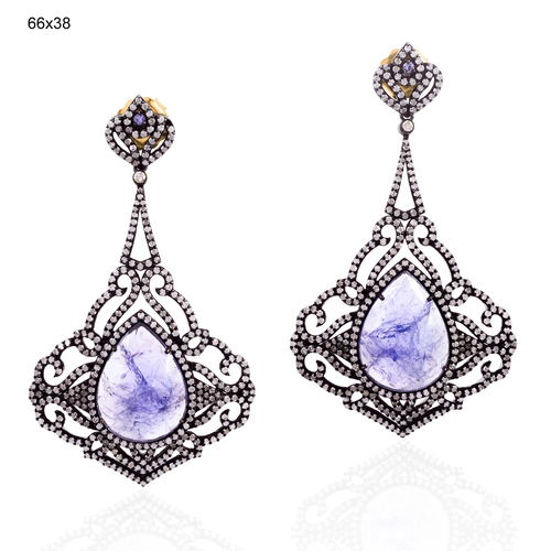 Diamond Tanzanite Dangle Earrings