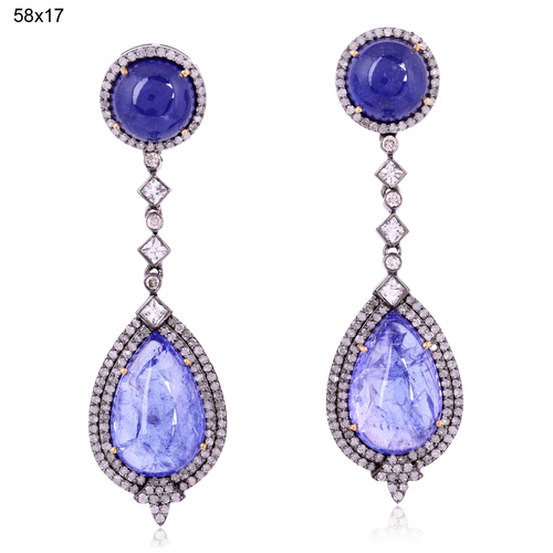 18k Gold Gemstone Dangle Earrings