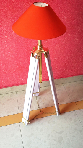 Teak Wood Tripod Floor Lamp
