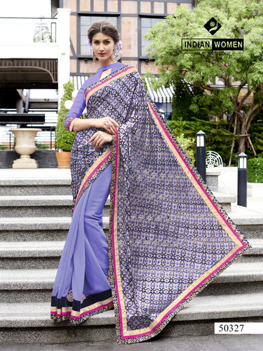Purple Brasso & Georgette Designer Sarees Online