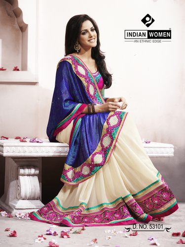 Sensious Jacquard Violet Bollywood Designer Saree