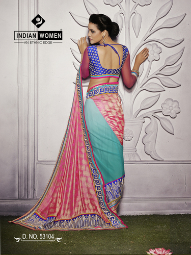 Shining Pink Jacquard Designer Sarees