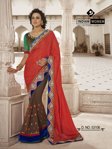 Awesome Satin Half and Half Saree Designs