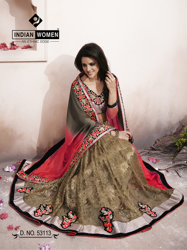 Divine Tripple Shaded Embellished Designer Lehenga Saree 