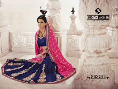 Sensious Crepe Half and Half Indian Saree