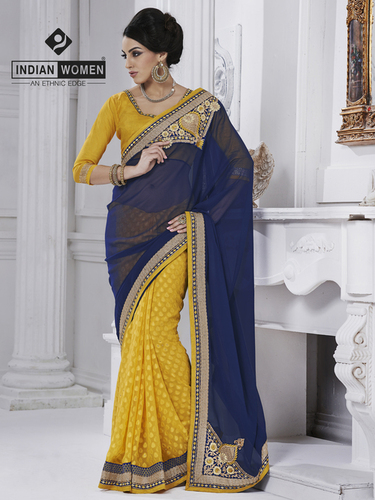 Stunning Georgette Violet Bollywood Designer Saree