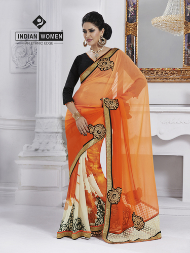 Chiffon Embroidered Designer Sari