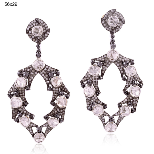 18k Gold Rose Cut Diamond Earrings