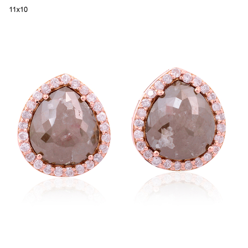 18k Rose Gold Diamond Stud Earrings