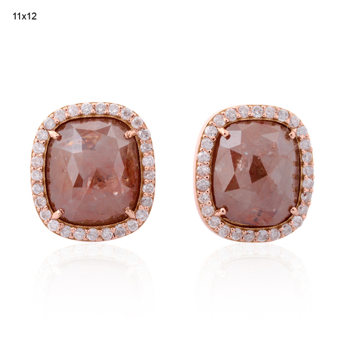 18k Rose Gold Diamond Stud Earrings