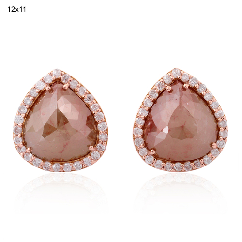 18k Rose Gold Diamond Pave Stud Earrings