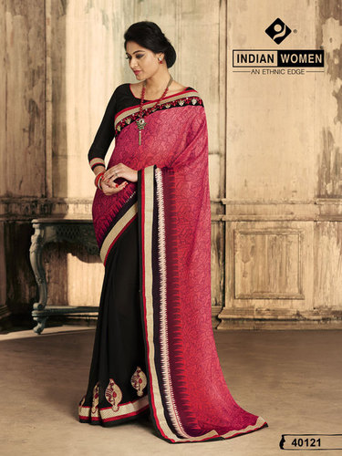 Moss Print Half And Half Latest Sarees