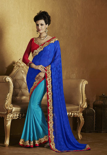 Half And Half Party Wear Bordered Sari