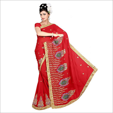 Red Embroidery Sarees